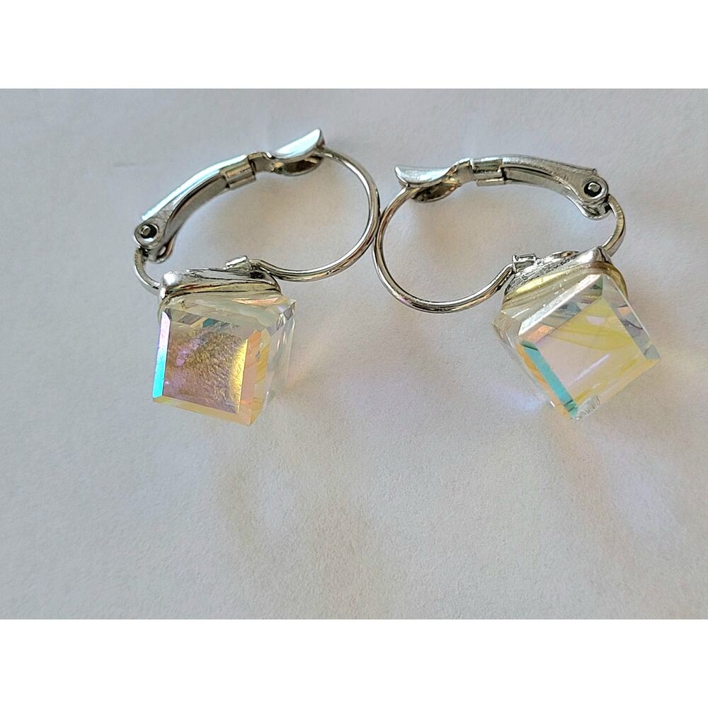 Aurora Borealis Crystal Pierced Earrings - Picture 2 of 6